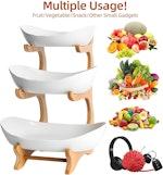 3-Tier Ceramic Fruit Bowl Basket with Bamboo alternate 3