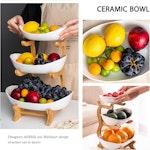 3-Tier Ceramic Fruit Bowl Basket with Bamboo alternate 6