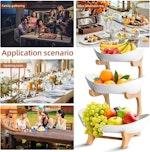 3-Tier Ceramic Fruit Bowl Basket with Bamboo alternate 7