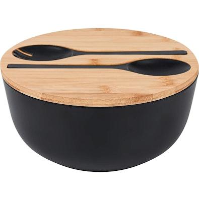 Bamboo Fiber Salad Bowl & Servers - Black cover