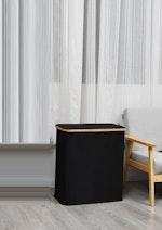 Large Double Laundry Basket with Lid - Black alternate 3
