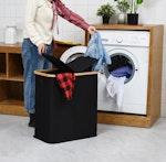 Large Double Laundry Basket with Lid - Black alternate 4