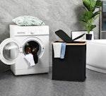 Large Double Laundry Basket with Lid - Black alternate 6