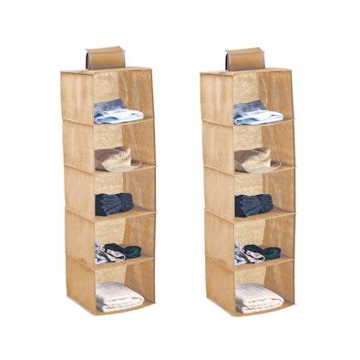 2 Pack 5-Tier Shelf Hanging Closet  (Beige) cover
