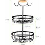 2-Tier Fruit Basket Bowl Storage with Wood alternate 8