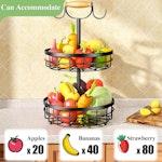 2-Tier Fruit Basket Bowl Storage with Wood alternate 3