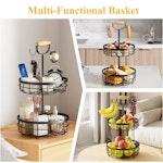 2-Tier Fruit Basket Bowl Storage with Wood alternate 5