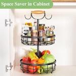 2-Tier Fruit Basket Bowl Storage with Wood alternate 6