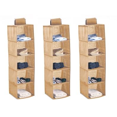 3 Pack 5-Tier Shelf Hanging Closet  (Beige) cover