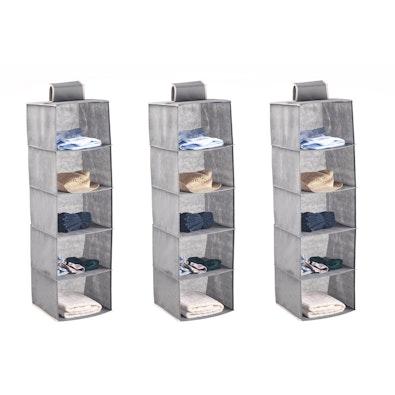 3 Pack 5-Tier Shelf Hanging Closet (Grey) cover