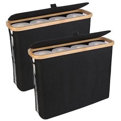 2 Pack Toilet Paper Storage Basket (Black) cover