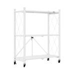 3-Tier Foldable Storage Shelf with Wheels (White) thumbnail