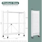 3-Tier Foldable Storage Shelf with Wheels (White) alternate 3