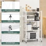 3-Tier Foldable Storage Shelf with Wheels (White) alternate 5