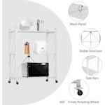 3-Tier Foldable Storage Shelf with Wheels (White) alternate 6