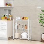 3-Tier Foldable Storage Shelf with Wheels (White) alternate 8