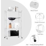 4-Tier Foldable Storage Shelf with Wheels (White) alternate 6