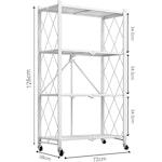 4-Tier Foldable Storage Shelf with Wheels (White) alternate 3