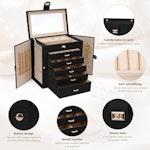 6-Layer Large Jewelry Box for Women (Black) alternate 4