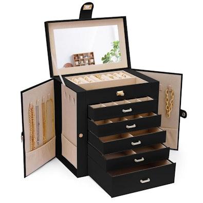 6-Layer Large Jewelry Box for Women (Black) cover