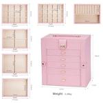 6-Layer Large Jewelry Box for Women (Pink) alternate 2