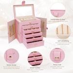 6-Layer Large Jewelry Box for Women (Pink) alternate 4