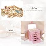 6-Layer Large Jewelry Box for Women (Pink) alternate 5