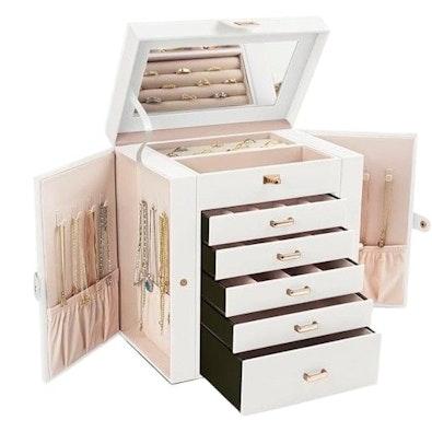 6-Layer Large Jewelry Box for Women (White) cover