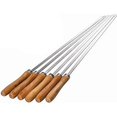 6-Pack Flat Blade BBQ Skewers with Wood Handles cover