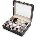 Black PU Leather 10-Slot Watch Organizer Box alternate 5