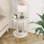 Gold Marble 2-Tier Round Bedside Table thumbnail