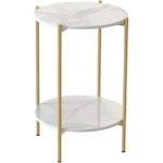 Gold Marble 2-Tier Round Bedside Table alternate 1