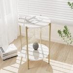Gold Marble 2-Tier Round Bedside Table alternate 3