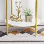 Gold Marble 2-Tier Round Bedside Table alternate 5
