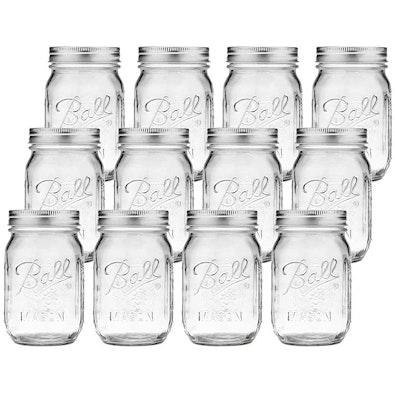 12pc 480ml Mason Jars with Airtight Lids cover