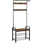 Vintage Coat Rack & Shoe Bench with Metal Frame thumbnail