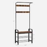 Vintage Coat Rack & Shoe Bench with Metal Frame alternate 4