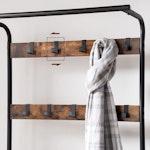 Vintage Coat Rack & Shoe Bench with Metal Frame alternate 5