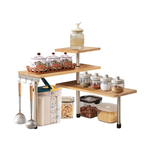 3 Tier Bamboo Corner Spice Rack with Hooks
