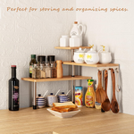 3 Tier Bamboo Corner Spice Rack with Hooks alternate 1