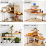 3 Tier Bamboo Corner Spice Rack with Hooks alternate 3