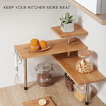 3 Tier Bamboo Corner Spice Rack with Hooks alternate 6
