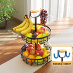 2-Tier Fruit Basket Bowl with Dual Banana Hanger alternate 3