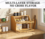 Double Layer Bamboo Bread Box - Natural alternate 2