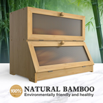 Double Layer Bamboo Bread Box - Natural alternate 3