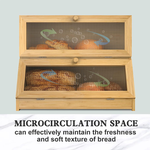 Double Layer Bamboo Bread Box - Natural alternate 4