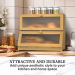 Double Layer Bamboo Bread Box - Natural alternate 5