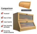 Double Layer Bamboo Bread Box - Natural alternate 6