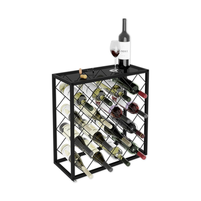 Metal Wine Rack for 25 Bottles with Glass Shelf cover