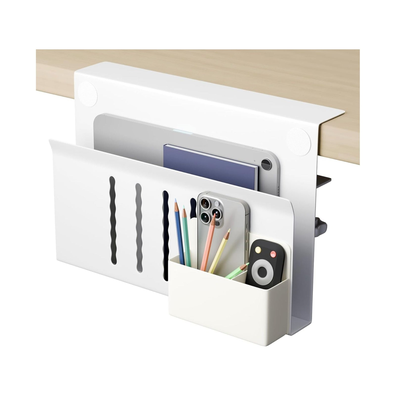 Under Desk Side Laptop Holder Storage - White cover